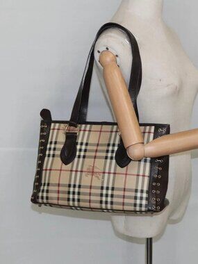 BURBERRY Nova Check Shoulder Bag PVC Beige